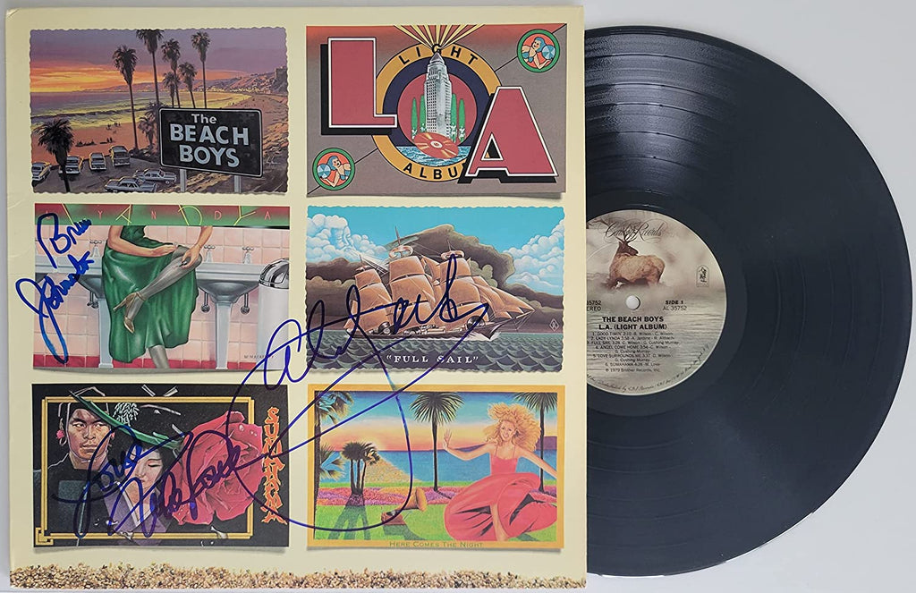 Mike Love Al Jardine Bruce Johnston signed Beach Boys LA album,proof. Vinyl Record,COA.autographed STAR