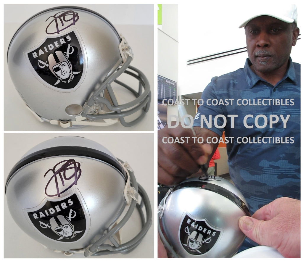 Tim Brown signed Oakland Raiders football mini helmet proof COA autographed