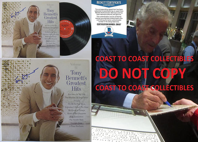Tony Bennett signed Greatest Hits album vinyl record proof Beckett COA autograph STAR