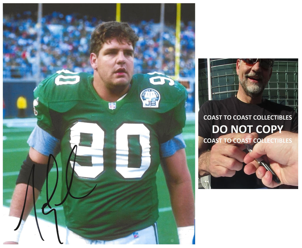 Mike Golic signed Philadelphia Eagles football 8x10 photo Proof COA autographed.