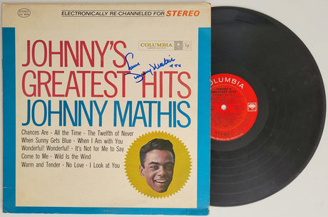 Johnny Mathis signed Greatest Hits album, vinyl COA exact proof autographed STAR