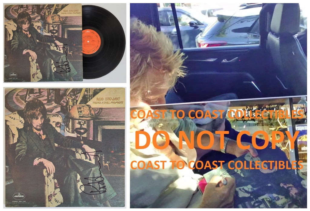 Rod Stewart signed Never a Dull Moment album vinyl record COA exact proof STAR